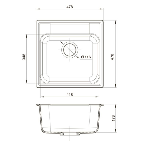 Кухонная мойка Reflection Etude RF0353GR, серый