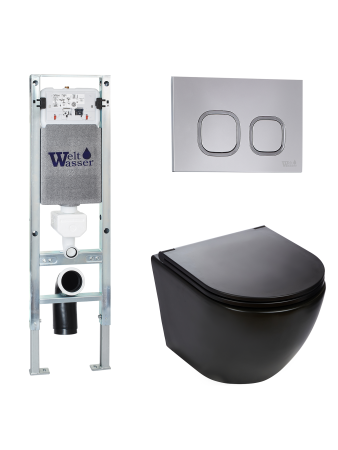 Комплект инсталляции с унитазом Weltwasser AMBERG 350 ST + MERZBACH 043 MT-BL + AMBERG RD-CR