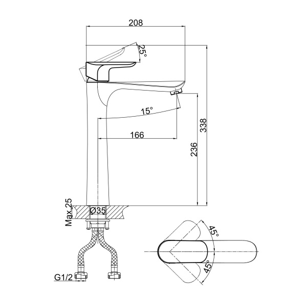 Смеситель для раковины D&K Venice DA1032001, хром