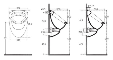 Писсуар подвесной ISVEA Soluzione наружный подвод воды в комплекте крепеж и сифон без смывного устройства цвет белый 10SZ92001DL
