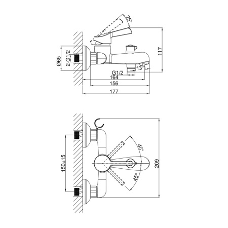 Смеситель для ванны D&K Rhein DA1463201, хром