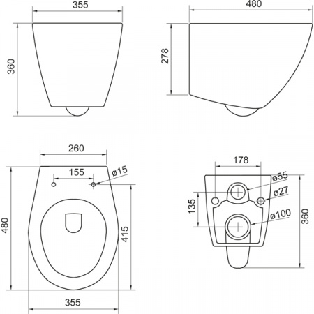 Унитаз подвесной BelBagno Alba BB125CH