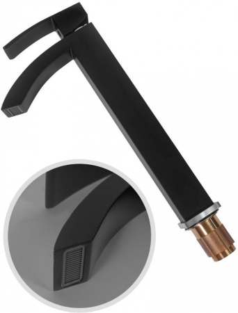 Cмеситель для раковины Высокий Hansberge H2077 Черный хром