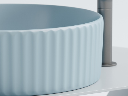 Умывальник чаша накладная круглая Ceramicanova Element 360*360*115мм, голубой матовый, CN6057ML