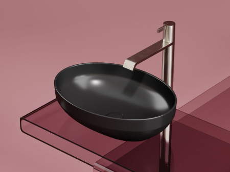 Умывальник чаша накладная овальная Ceramicanova Element 502*363*145мм, черный матовый, CN6056MB