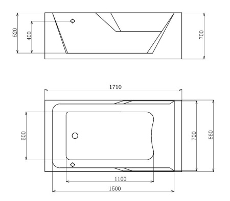 Акриловая ванна Gemy G9066 II K L