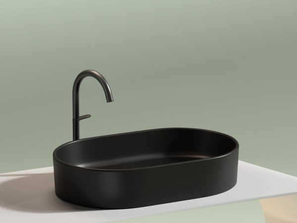 Умывальник чаша накладная овальная Ceramicanova Element 608*385*122мм, Черный матовый, CN6048MB
