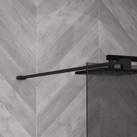 Душевая перегородка, ограждение Reflexion RX20090TBL-16 Walk in 200x90см, тонированное закаленное стекло 8мм, черный профиль