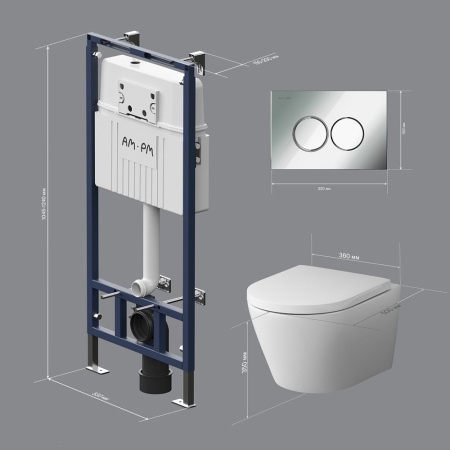 IS100151.741701 Инсталляция MasterFit с клавишей L глянц хром с подвесным унитазом Sense FlashClean с сиденьем