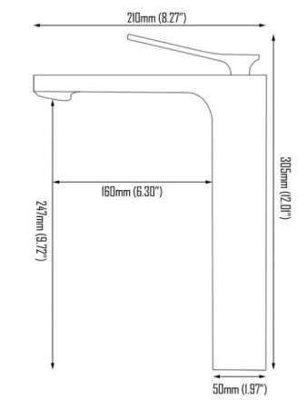 Смеситель для умывальника Rea SONIC BLACK BAT-09854