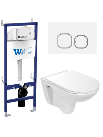 Комплект инсталляции с унитазом Weltwasser BAMBERG 460 + BAARBACH 004 GL-WT + BAMBERG WT