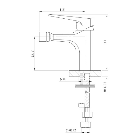 Смеситель для биде WONZON & WOGHAND Athens, Хром (WW-085001-CR)