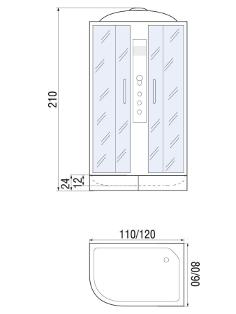 Душевая кабина River DUNAY 120/90/24 R MT 1200х900х2100мм