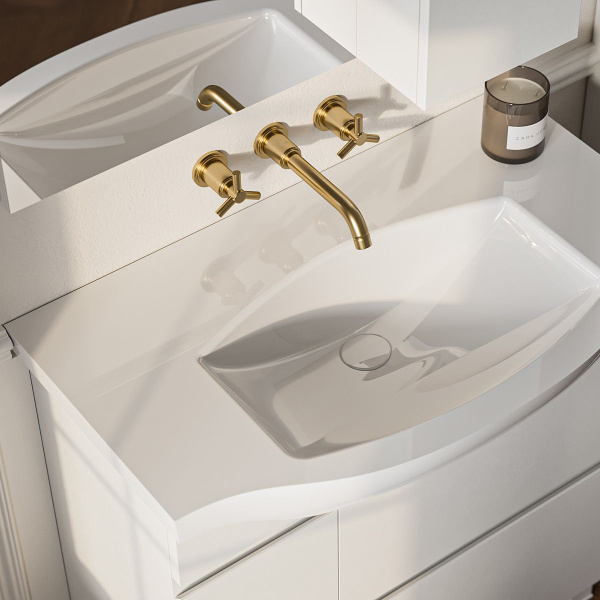 Тумба под умывальник Belux Неаполь напольная 85-02, Белый глянцевый