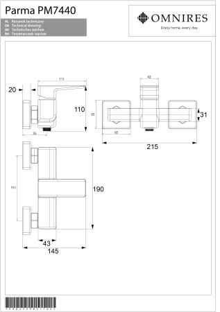 Смеситель для душа OMNIRES Parma PM7440CRB