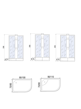 Душевая кабина River NARA Б/К 100/70/24 MT L 1000х700х2060мм