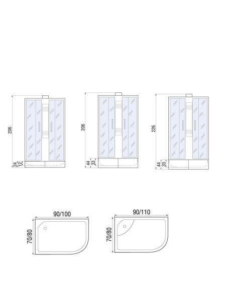 Душевая кабина River NARA Б/К 100/80/24 MT L 1000х800х2060мм
