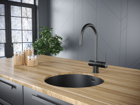 Смеситель для кухни Paulmark HELLER He213218-GM, вороненая сталь