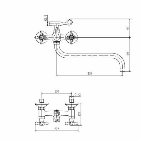 Смеситель для ванны FASHUN A2619-2, хром