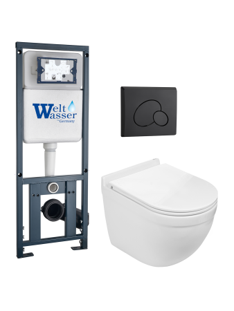 Комплект инсталляции с унитазом Weltwasser MARBERG 410 + HEIMBACH 043 GL-WT + MAR 410 RD MT-BL