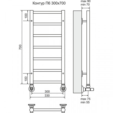 Полотенцесушитель Terminus Контур П6 300х700