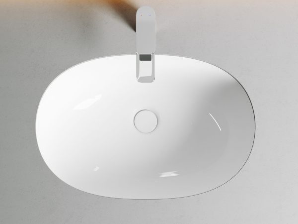 Умывальник овальный встраиваемый под столешницу Ceramicanova Element 565*385*210мм, с крепежом и шаблоном для установки, Белый, CN6044