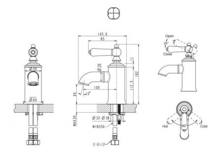 Смеситель для раковины Bravat Art F175109U, бронза