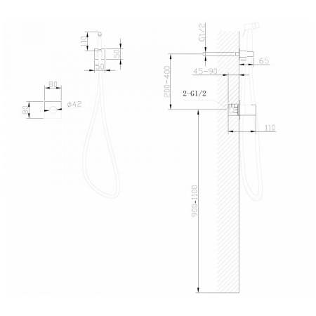 Смеситель ABBER Rund AF8725G с гигиеническим душем, золото матовое