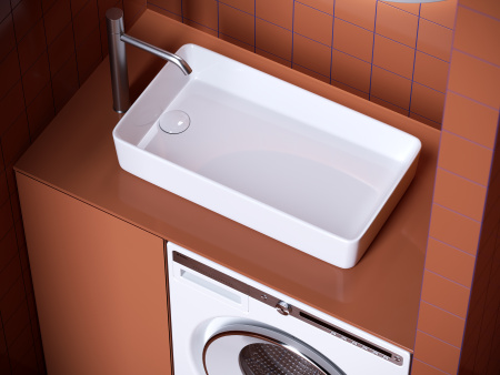 Раковина накладная со смещенным сливом Ceramicanova Element 620*340*110, Белый, CN5048