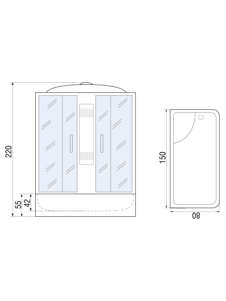 Душевая кабина River NARA 150/80/50 MT 1500х800х2200мм