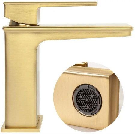 Cмеситель для раковины Hansberge H1070 Золото матовый