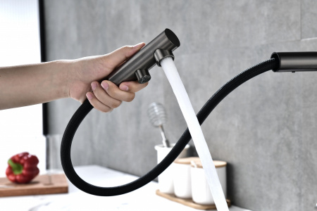 Смеситель для кухни Paulmark SERPENTINE Se213222-GM, вороненая сталь