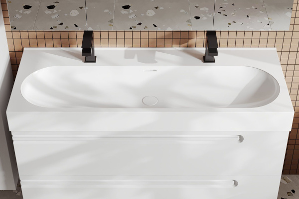 Тумба под умывальник Belux подвесная Стокгольм 100-02 Белый глянцевый