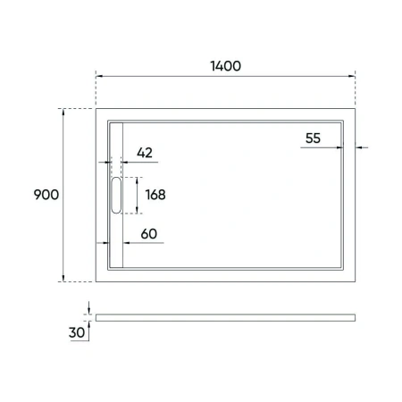 Душевой поддон Veconi Tezeo stone TZ-07, 1400x900x30, искусственный камень, белый, TZ07-14090PR-01-19C3