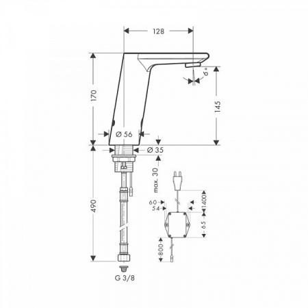 Смеситель для умывальника Hansgrohe Metris S 31102000 электронный