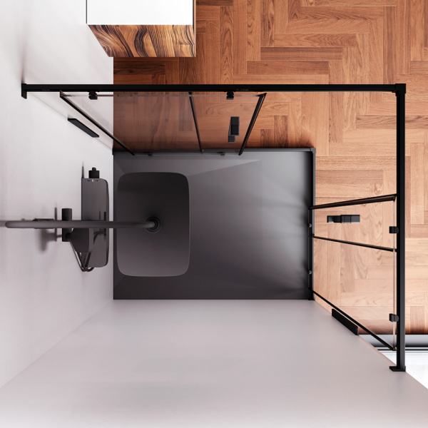 W84G-403-12090-BТ Душевое ограждение AM.PM Func Square Slide 120х90, черный, прозрачное