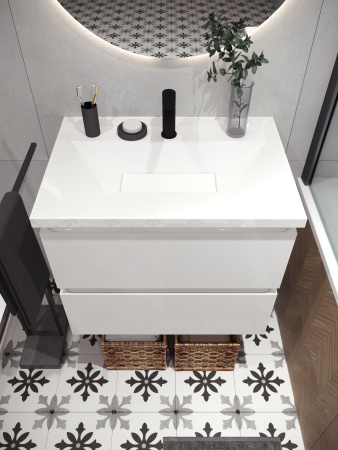 Тумба под умывальник Belux подвесная Фаворит 65-02, белый глянцевый