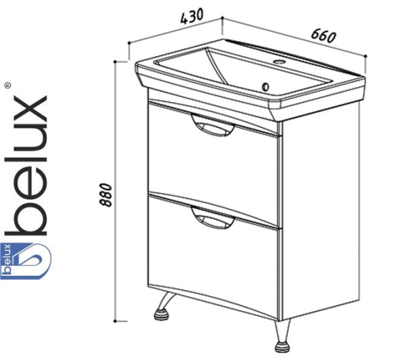 Тумба под умывальник Belux Венеция-Милан Н 65-02 Белый глянцевый