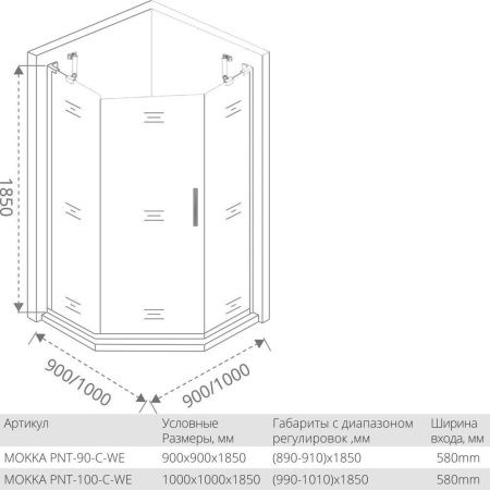 Душевой уголок Good Door MOKKA PNT-90-C-WE