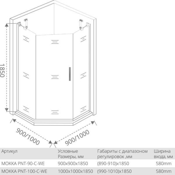 Душевой уголок Good Door MOKKA PNT-90-C-WE