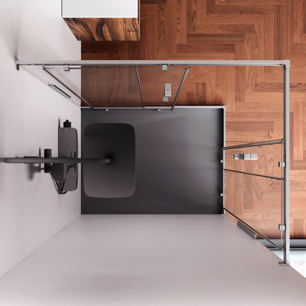 W84G-403-12090-MT Душевое ограждение AM.PM Func Square Slide 120х90, мат хром, прозрачное