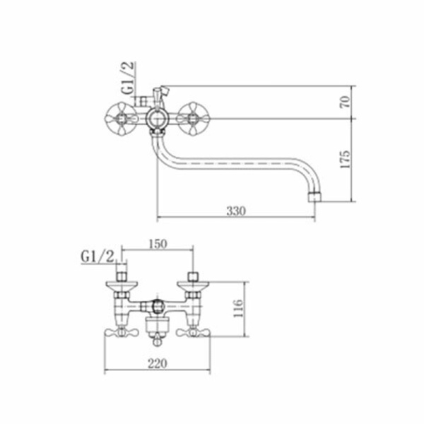 Смеситель для ванны FASHUN A2208-2, хром