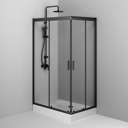 W90G-404-120280-BT Gem Twin Slide 120x80. Душевое ограждение AM.PM,120x80, профиль черный мат., стекло прозрачное