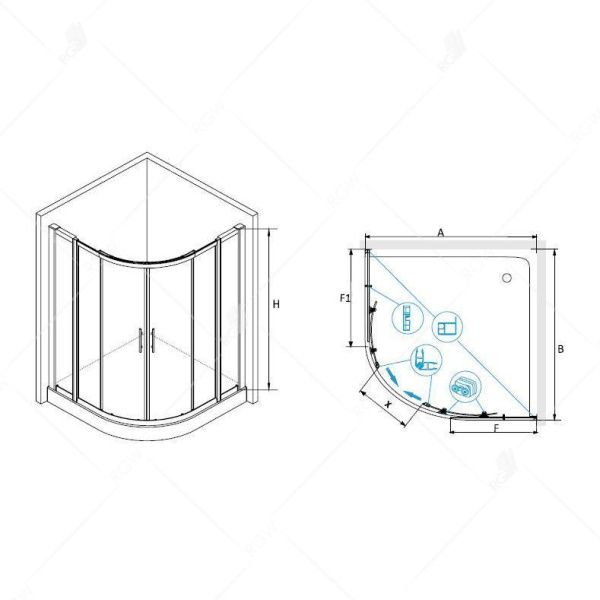 Душевой уголок RGW HO-512 (HO-51 + 2Z-42) 030651233-11 130х130х195 см, хром