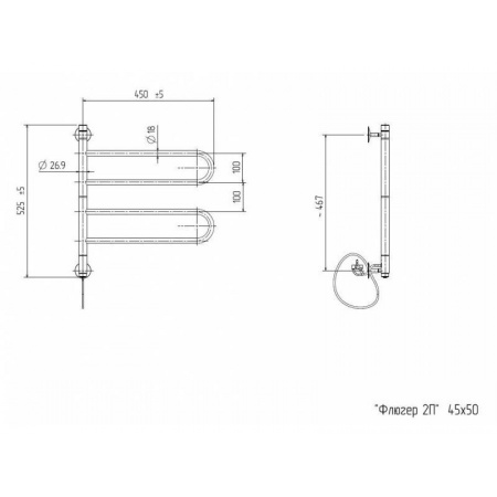 Полотенцесушитель ZorG Флюгер 45-50 2П, 40 вт (К-кнопка)