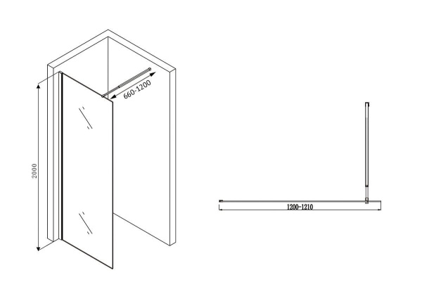 Душевая перегородка ABBER Immer Offen AG61120B