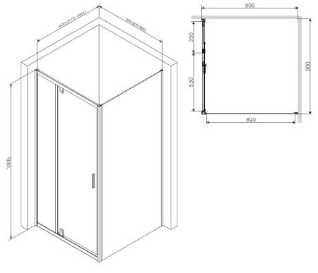 Душевое ограждение AM.PM Gem W90G-404-090MT 90x90 см, без поддона