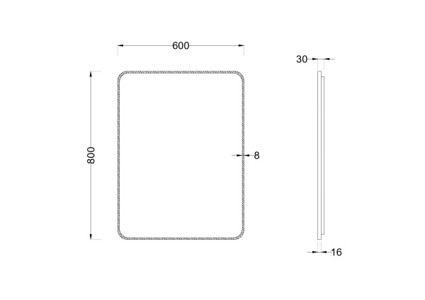 Зеркало с подсветкой Roxen Simon 510205-60B 600x800