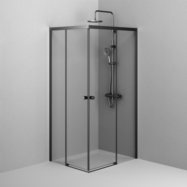 W94G-403-100280-BT1K X-joy Душевое ограждение AM.PM прямоугольное,раздвиж.двери 100x80 черный мат.