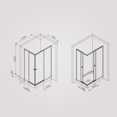 W94G-403-120280-BT1K X-joy Душевое ограждение AM.PM прямоугольное,раздвиж.двери 120x80 черный мат.